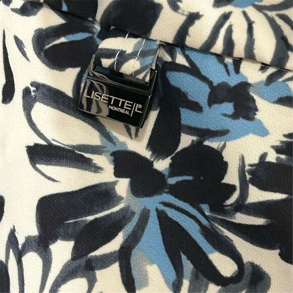 Lisette L Montreal Women's Floral Pop Art 26” Ankle Pants Back Slit Blue Size 16 - Picture 2 of 14